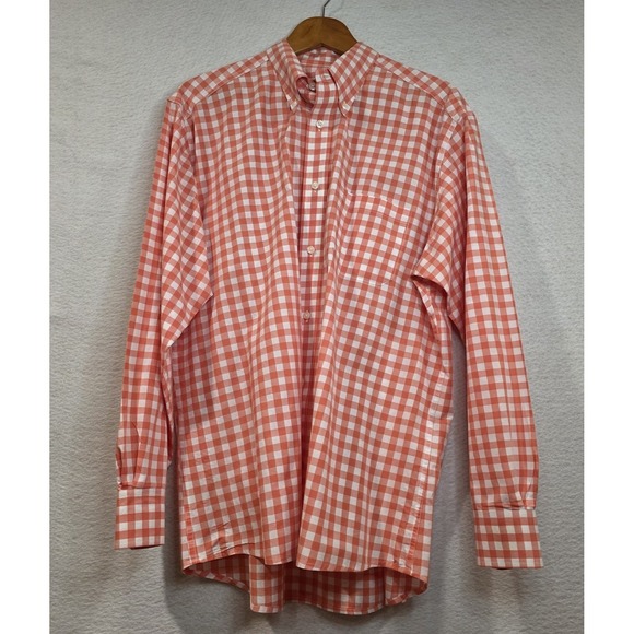 Bills Khakis Other - Bills Khakis Orange White Gingham Preppy Casual Long Sleeve Button Down XL Men's